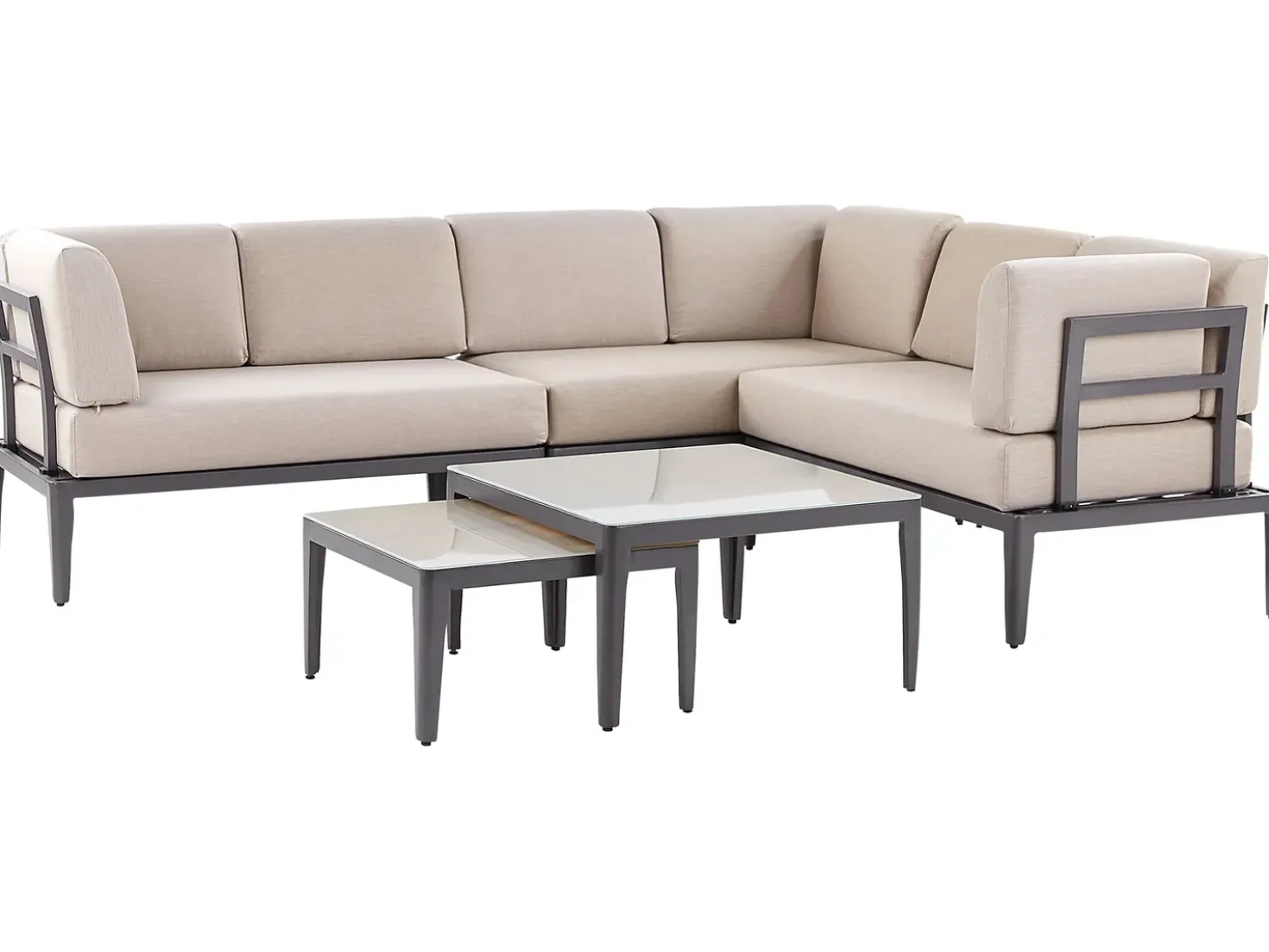Set di divani angolari da giardino 6 posti RIMA III Lato Sinistro Modulare Metallo Beige