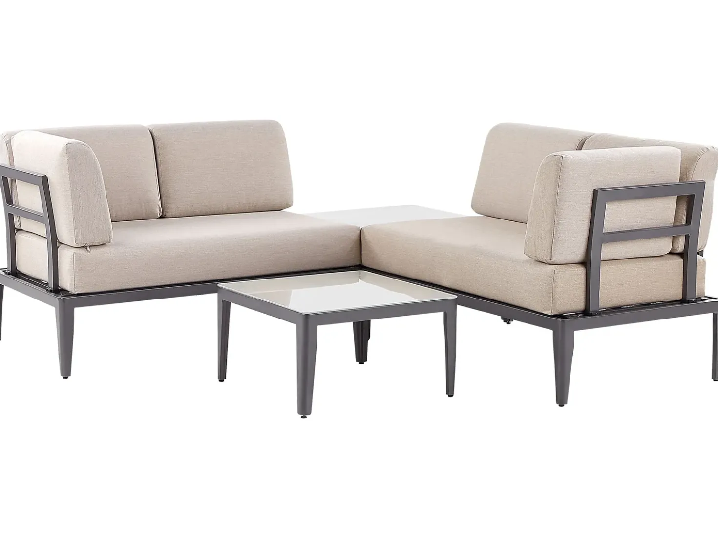 Set di divani angolari da giardino 6 posti RIMA III Lato Sinistro Modulare Metallo Beige