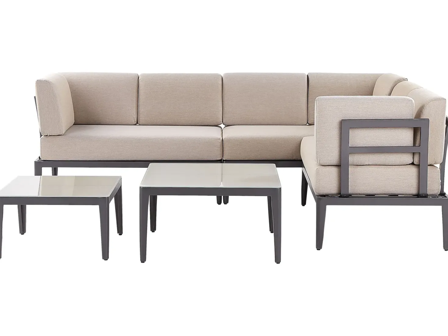 Set di divani angolari da giardino 6 posti RIMA III Lato Sinistro Modulare Metallo Beige