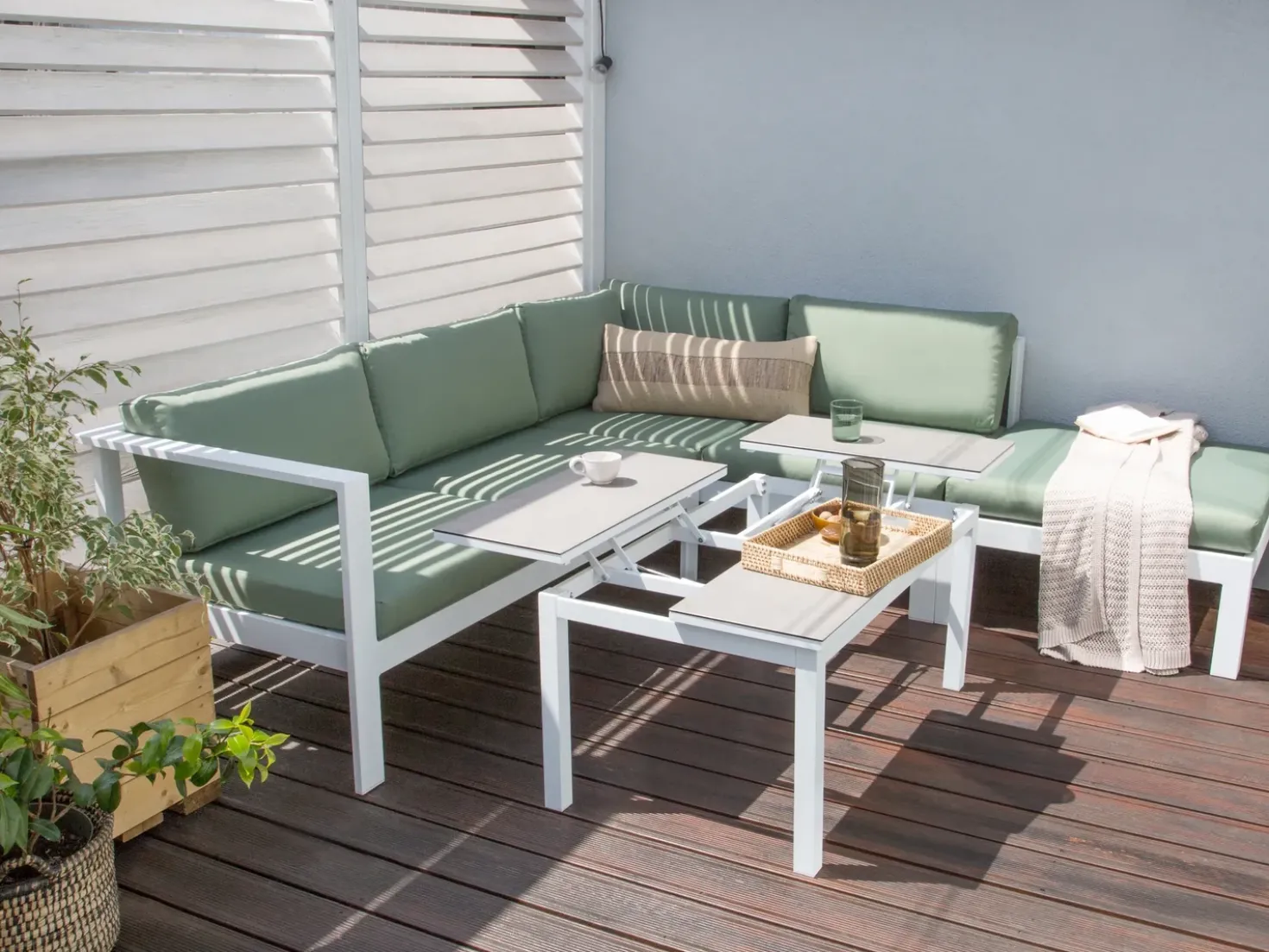 Set di divani angolari da giardino 5 posti MESSINA Lato Sinistro Metallo Verde