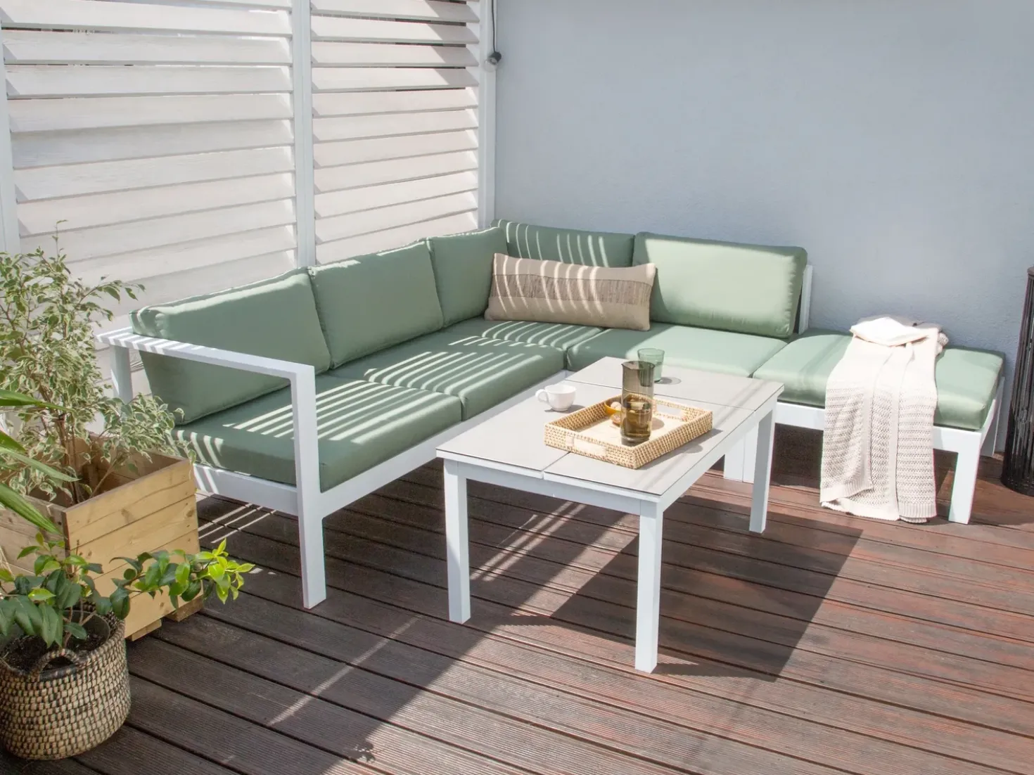 Set di divani angolari da giardino 5 posti MESSINA Lato Sinistro Metallo Verde