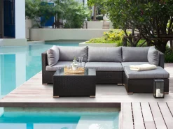 Set di divani angolari da giardino 4 posti SANO Lato Sinistro Rattan sintetico (PE) Nero
