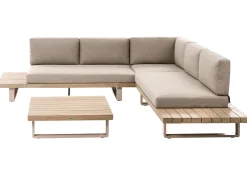 Set di divani angolari da giardino 5 posti MYKONOS Lato destro Legno di acacia certificato Tortora