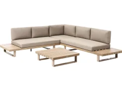 Set di divani angolari da giardino 5 posti MYKONOS Lato destro Legno di acacia certificato Tortora