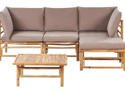 Set di divani angolari da giardino 4 posti CERRETO Lato Sinistro Bambù Tortora
