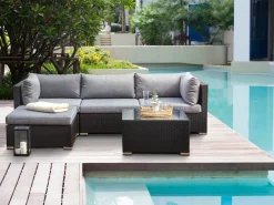 Set di divani angolari da giardino 4 posti SANO Lato destro Rattan sintetico (PE) Nero