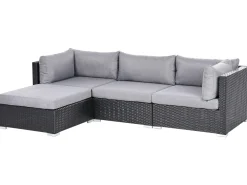 Set di divani angolari da giardino 4 posti SANO Lato destro Rattan sintetico (PE) Nero