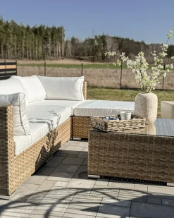 Set di divani angolari da giardino 4 posti SANO Lato Sinistro Modulare Rattan sintetico (PE) Naturale