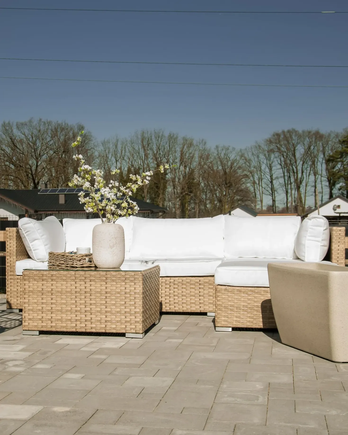 Set di divani angolari da giardino 4 posti SANO Lato Sinistro Modulare Rattan sintetico (PE) Naturale