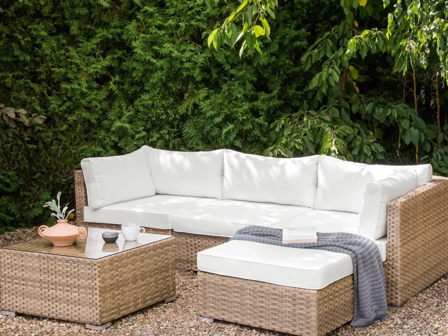 Set di divani angolari da giardino 4 posti SANO Lato Sinistro Modulare Rattan sintetico (PE) Naturale