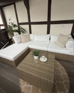 Set di divani angolari da giardino 4 posti SANO Lato destro Modulare Rattan sintetico (PE) Naturale