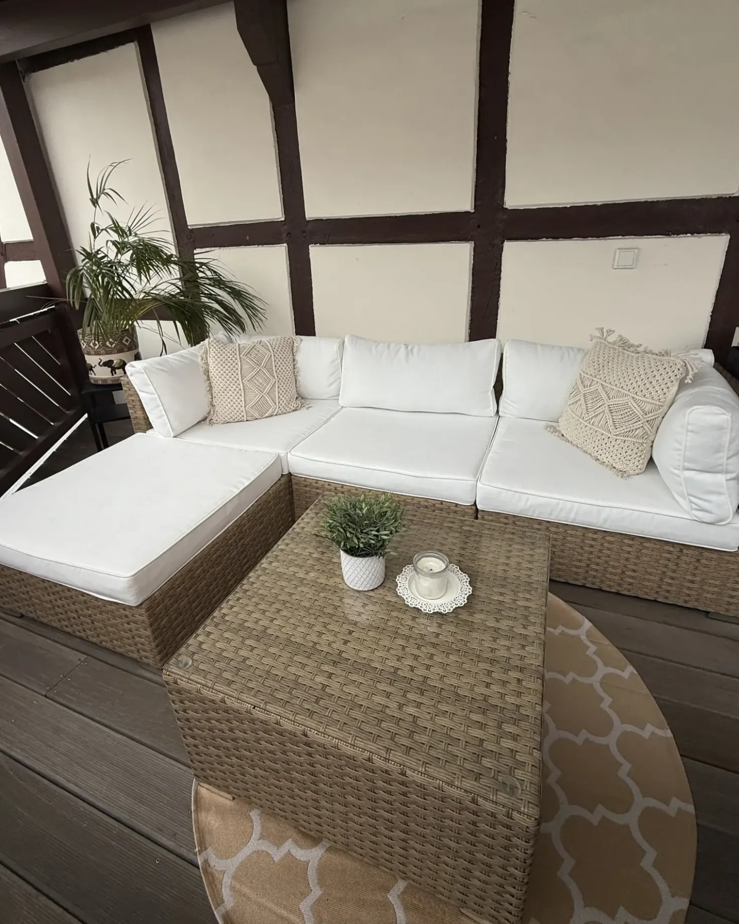 Set di divani angolari da giardino 4 posti SANO Lato destro Modulare Rattan sintetico (PE) Naturale
