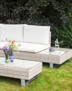 Set di divani angolari da giardino 5 posti LANCIANO Lato destro Rattan sintetico (PE) Bianco sporco