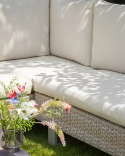 Set di divani angolari da giardino 5 posti LANCIANO Lato destro Rattan sintetico (PE) Bianco sporco