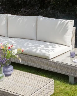 Set di divani angolari da giardino 5 posti LANCIANO Lato destro Rattan sintetico (PE) Bianco sporco