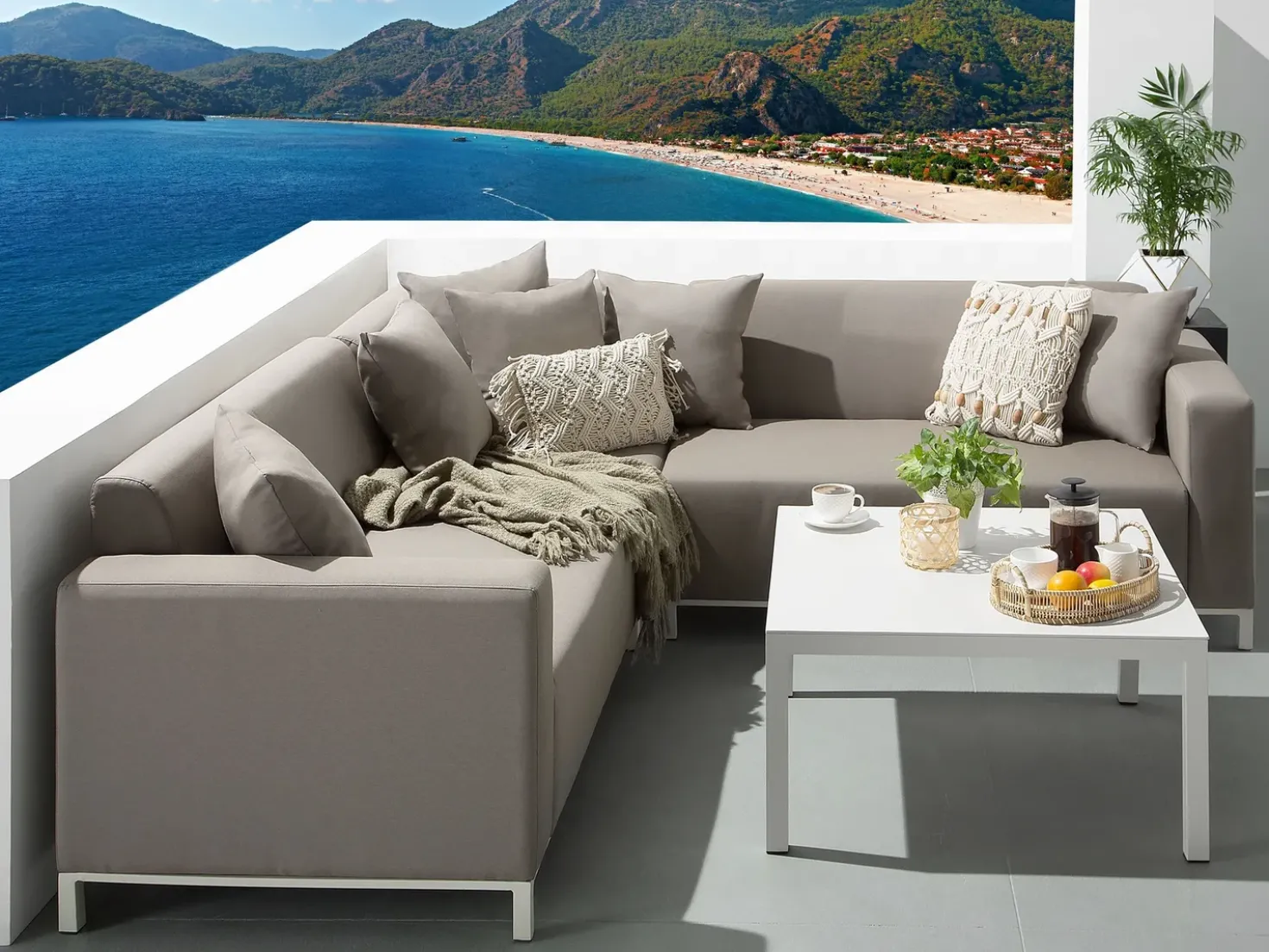 Set di divani angolari da giardino 5 posti BELIZE Lato Sinistro Modulare Beige
