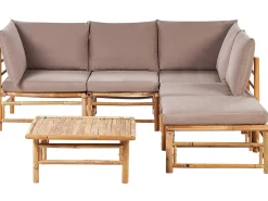Set di divani angolari da giardino 5 posti CERRETO Lato Sinistro Bambù Tortora