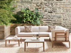 Set di divani angolari da giardino 6 posti RIMA III Lato Sinistro Modulare Metallo Beige chiaro