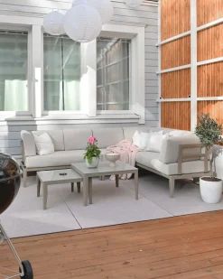 Set di divani angolari da giardino 6 posti RIMA III Lato Sinistro Modulare Metallo Beige chiaro