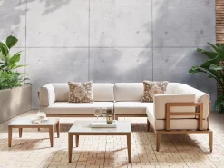 Set di divani angolari da giardino 6 posti RIMA III Lato Sinistro Modulare Metallo Beige chiaro
