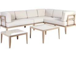 Set di divani angolari da giardino 6 posti RIMA III Lato Sinistro Modulare Metallo Beige chiaro