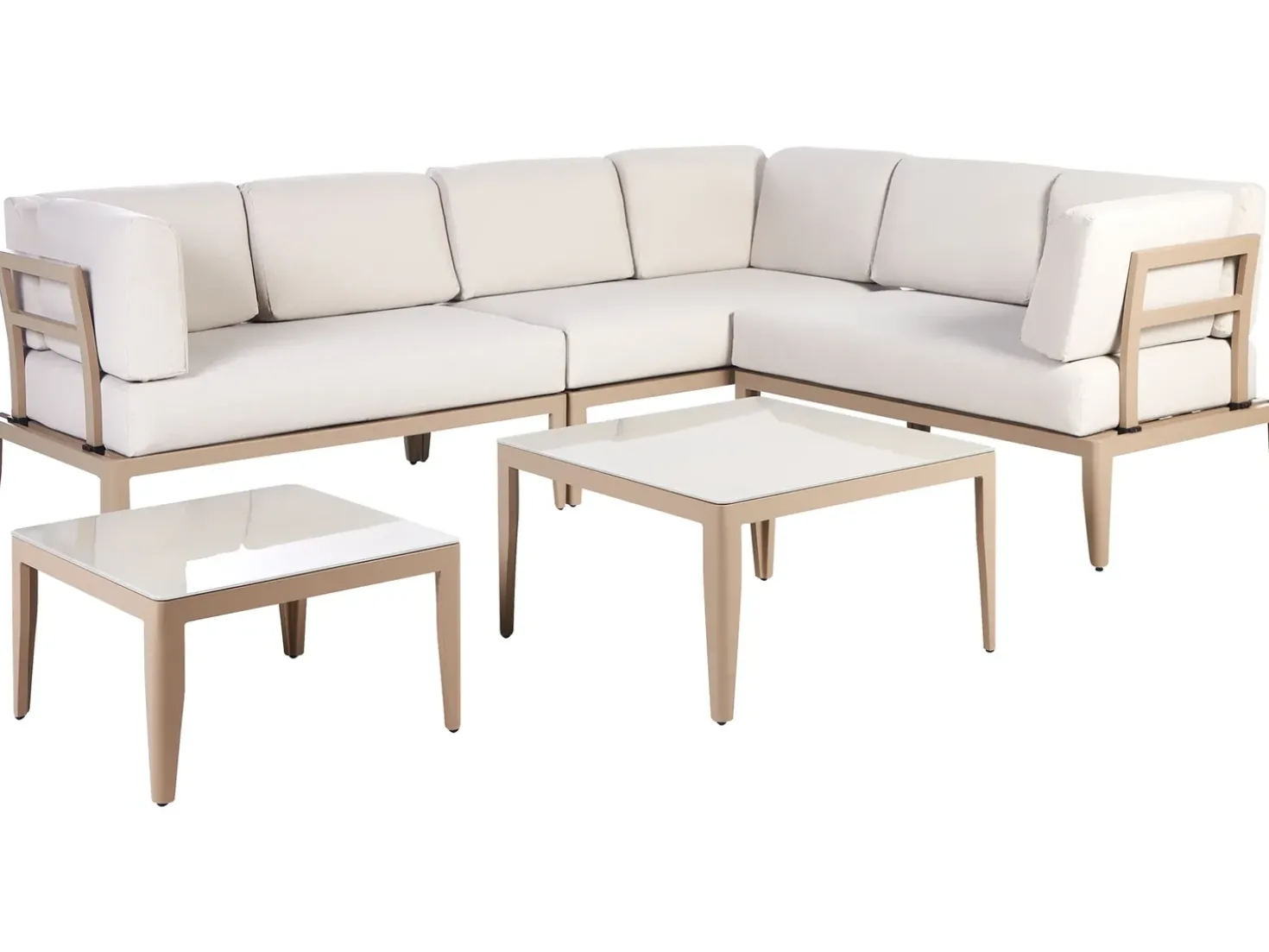 Set di divani angolari da giardino 6 posti RIMA III Lato Sinistro Modulare Metallo Beige chiaro