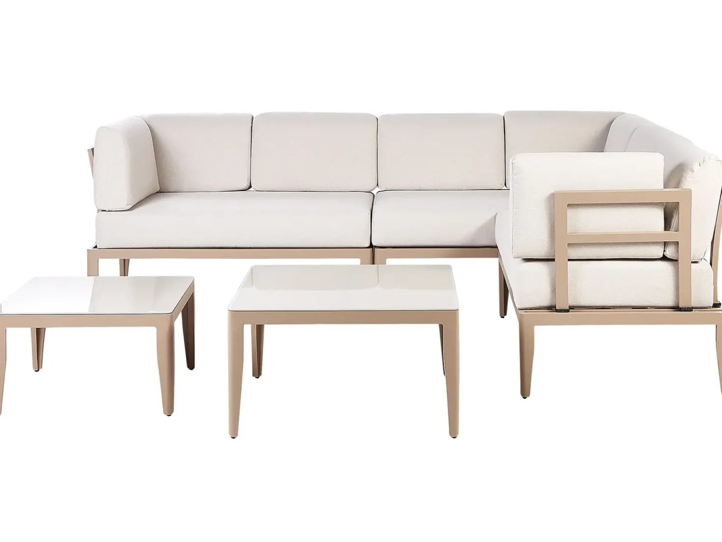 Set di divani angolari da giardino 6 posti RIMA III Lato Sinistro Modulare Metallo Beige chiaro