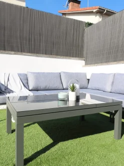 Set di divani angolari da giardino 6 posti FORANO Metallo Grigio