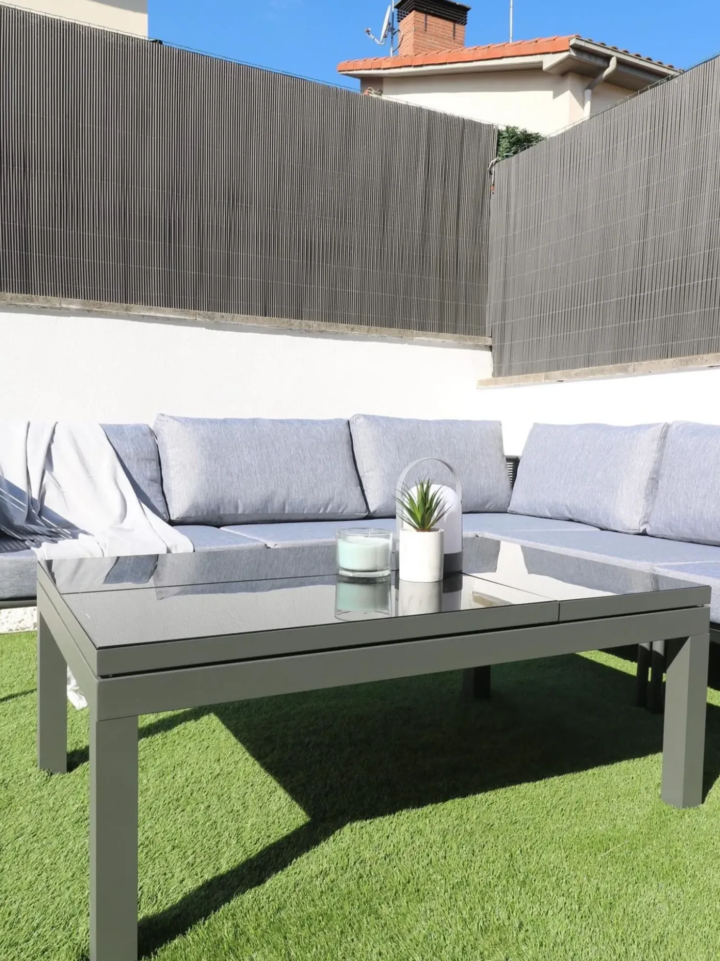 Set di divani angolari da giardino 6 posti FORANO Metallo Grigio