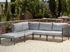 Set di divani angolari da giardino 6 posti FORANO Metallo Grigio