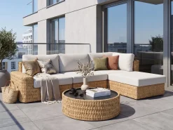 Set di divani angolari da giardino 4 posti OLIVERI Lato Sinistro Rattan sintetico (PE) Beige