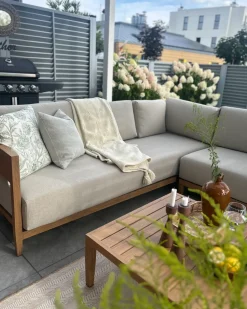 Set di divani angolari da giardino 5 posti SAMPIERI Lato Sinistro Metallo Marrone chiaro