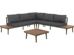 Set di divani angolari da giardino 5 posti CORATO Legno d'acacia Grigio