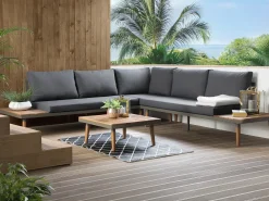 Set di divani angolari da giardino 5 posti CORATO Legno d'acacia Grigio