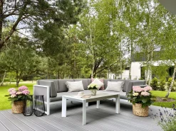 Set di divani angolari da giardino 6 posti CASTELLA Lato Sinistro Metallo Grigio