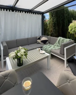 Set di divani angolari da giardino 6 posti CASTELLA Lato Sinistro Metallo Grigio