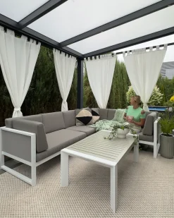 Set di divani angolari da giardino 6 posti CASTELLA Lato Sinistro Metallo Grigio