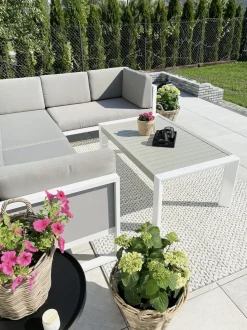 Set di divani angolari da giardino 6 posti CASTELLA Lato Sinistro Metallo Grigio