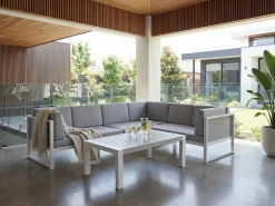 Set di divani angolari da giardino 6 posti CASTELLA Lato Sinistro Metallo Grigio