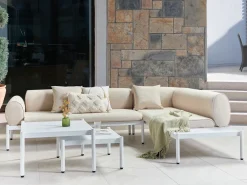 Set di divani angolari da giardino 5 posti RASIGLIA Lato Sinistro Metallo Beige