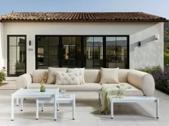 Set di divani angolari da giardino 5 posti RASIGLIA Lato Sinistro Metallo Beige