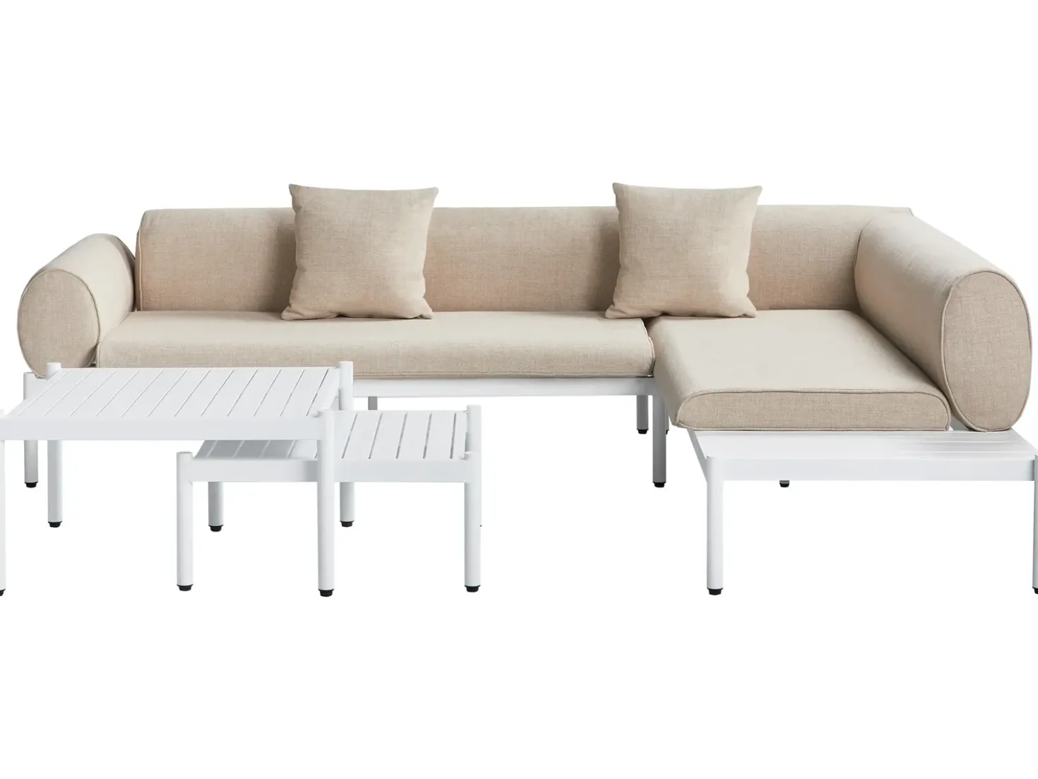 Set di divani angolari da giardino 5 posti RASIGLIA Lato Sinistro Metallo Beige