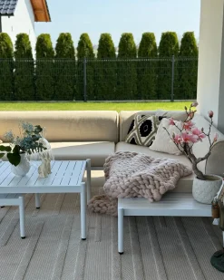 Set di divani angolari da giardino 5 posti RASIGLIA Lato Sinistro Metallo Beige