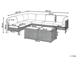 Set di divani angolari da giardino 6 posti OMEGANA Modulare Rattan sintetico (PE) Beige chiaro