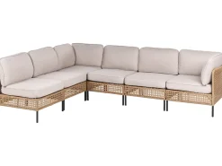 Set di divani angolari da giardino 6 posti OMEGANA Modulare Rattan sintetico (PE) Beige chiaro