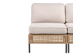 Set di divani angolari da giardino 6 posti OMEGANA Modulare Rattan sintetico (PE) Beige chiaro