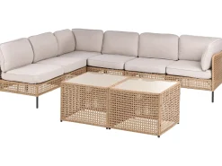 Set di divani angolari da giardino 6 posti OMEGANA Modulare Rattan sintetico (PE) Beige chiaro
