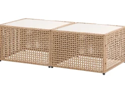 Set di divani angolari da giardino 6 posti OMEGANA Modulare Rattan sintetico (PE) Beige chiaro