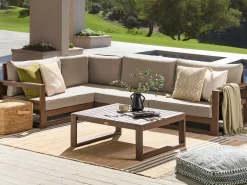 Set di divani angolari da giardino 4 posti TIMOR Lato destro Modulare Legno di acacia certificato Marrone scuro