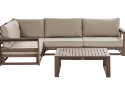 Set di divani angolari da giardino 4 posti TIMOR Lato destro Modulare Legno di acacia certificato Marrone scuro